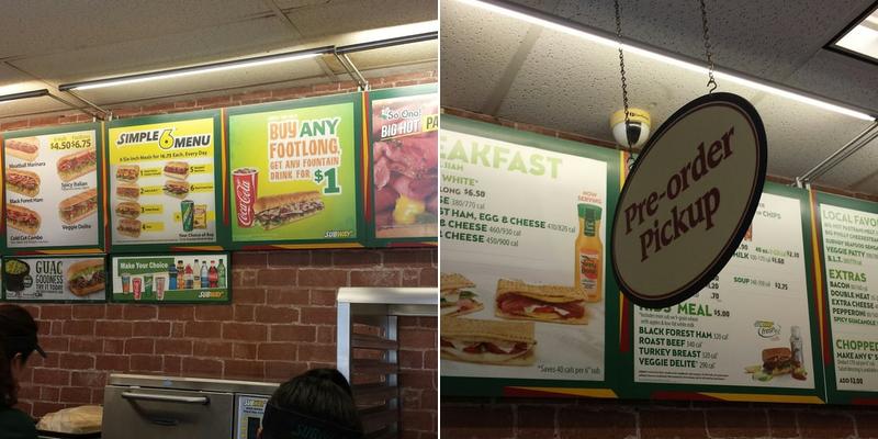 Subway Menu