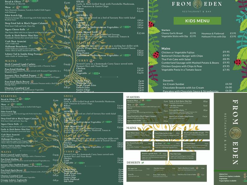 From Eden Restaurant & Bar Leigh-On-Sea Menu