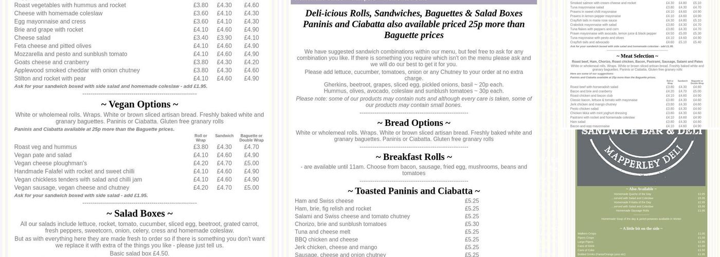 Deli-Icious Menu