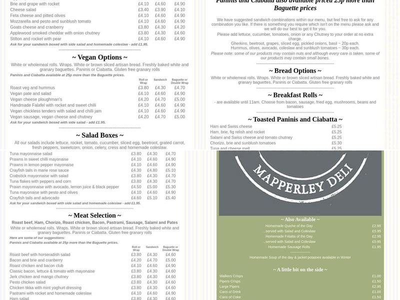 Deli-Icious Menu