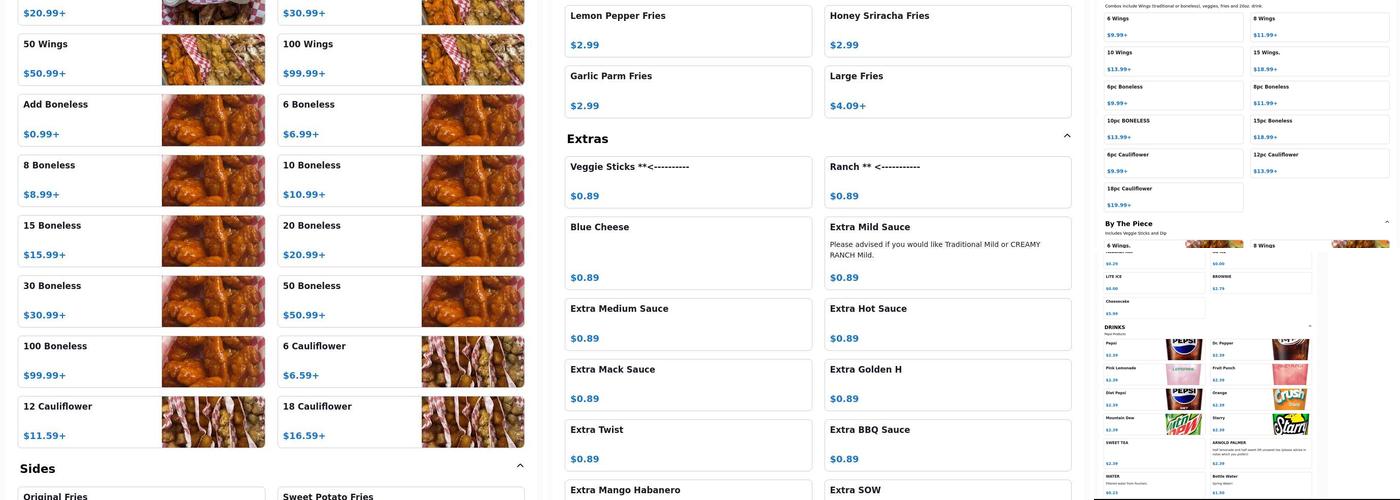 Mack's Wings Menu