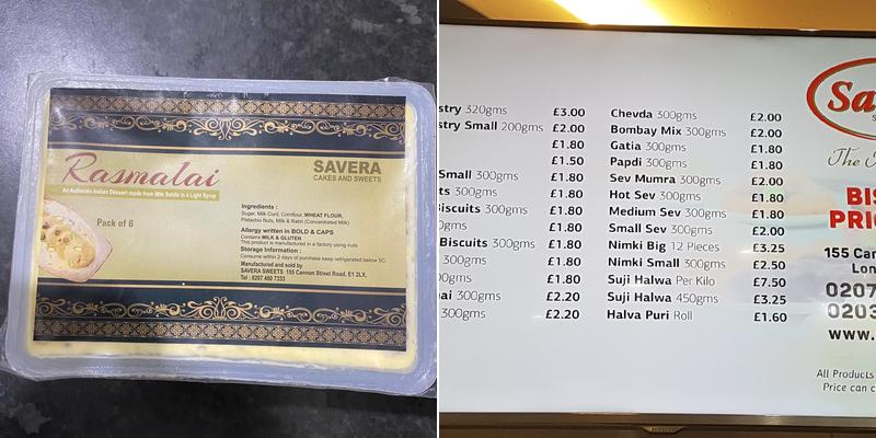 Savera Menu