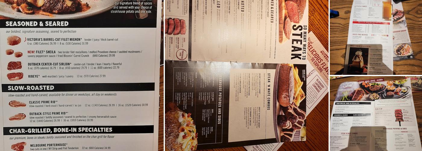 Outback Steakhouse Menu