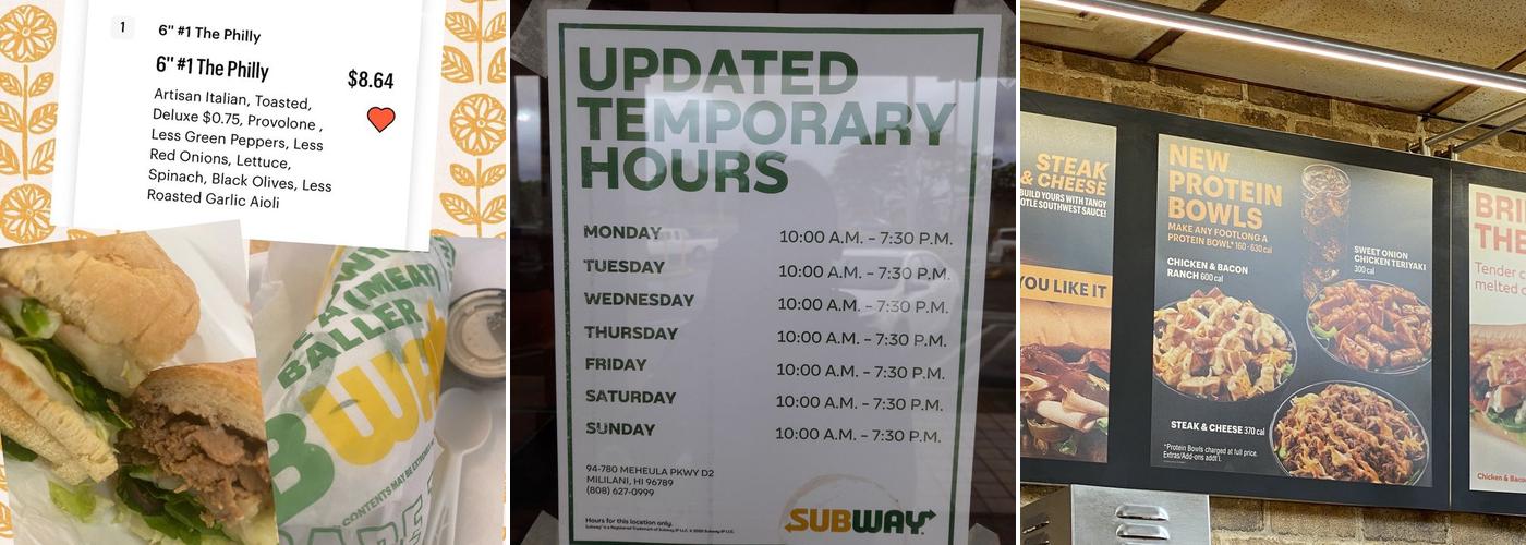 Subway Menu