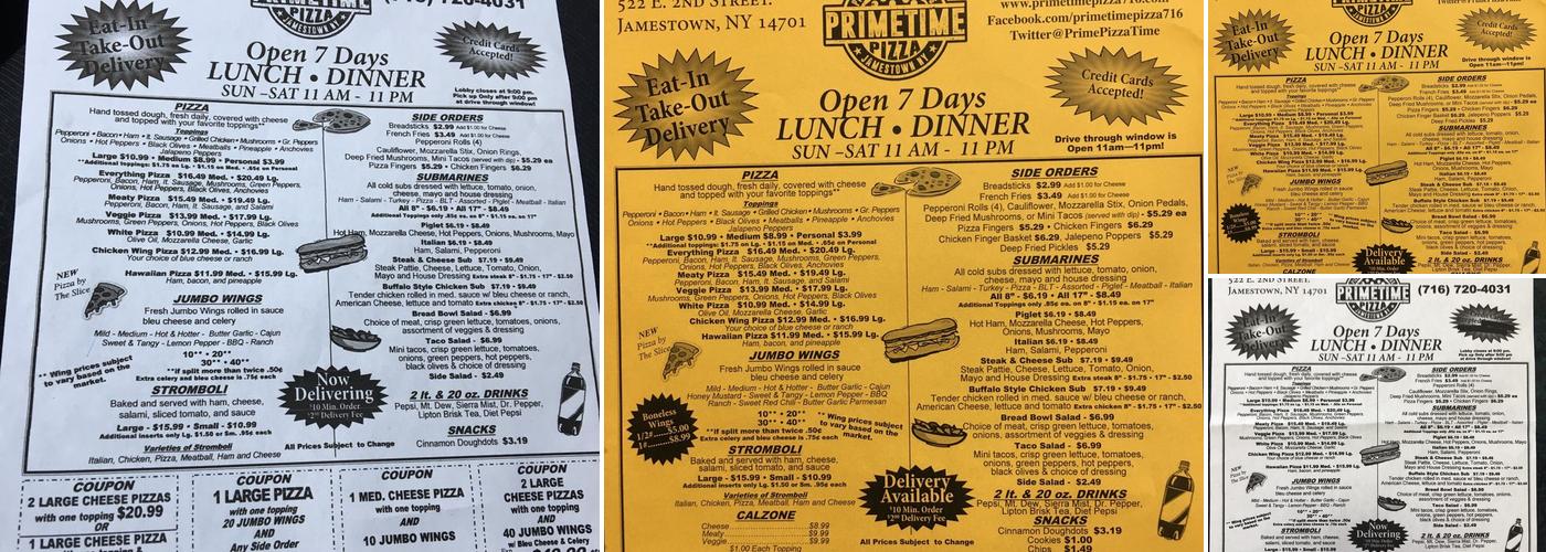 Bair's Pizza Inc Menu