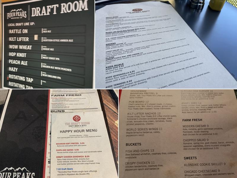 The Draft Room Menu