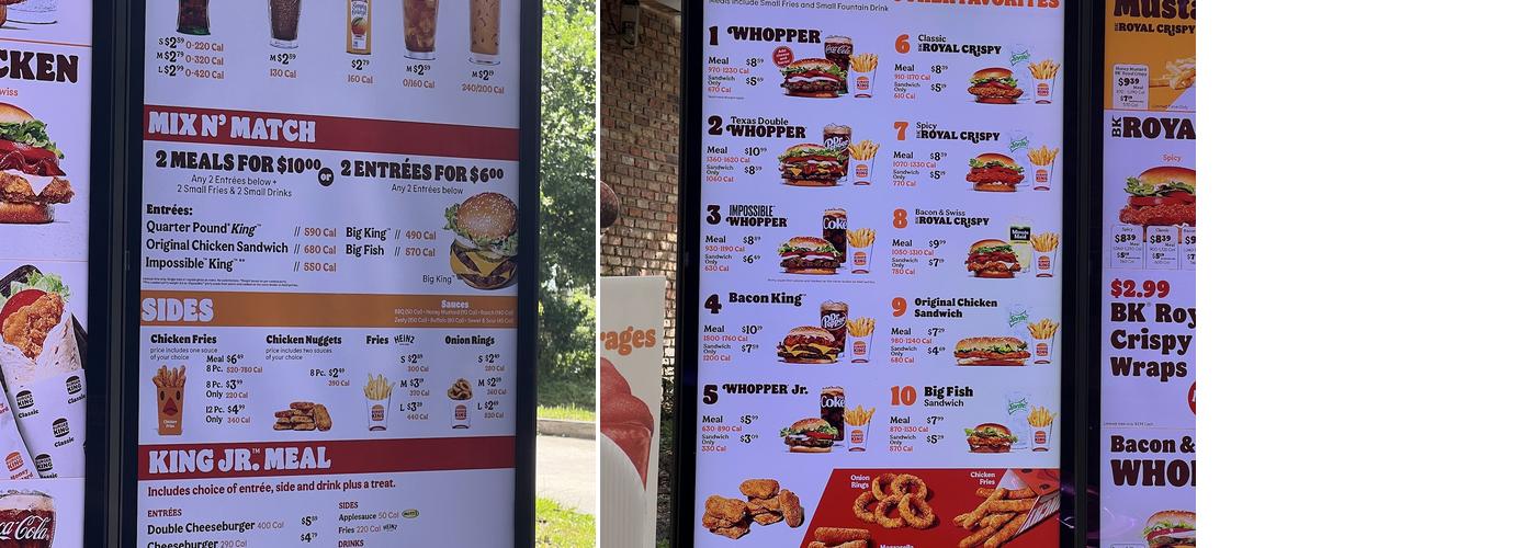 Burger King Menu