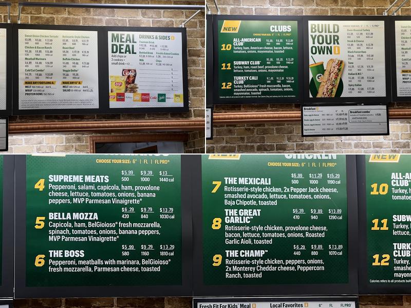 Subway Menu