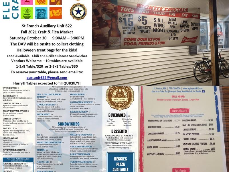 St Francis American Legion Post #622 Menu