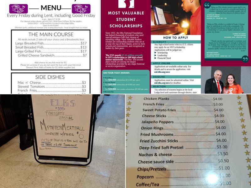 Allegheny Elks Lodge #339 Menu
