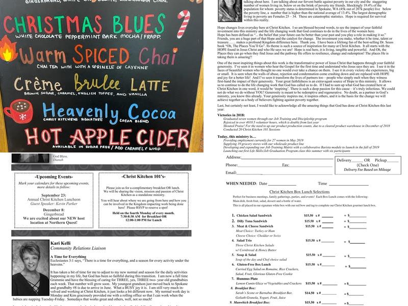 Christ Kitchen Menu