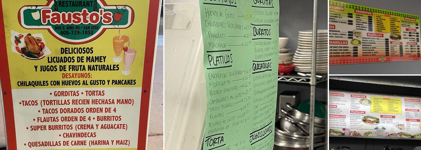 Fausto's Restaurant Menu