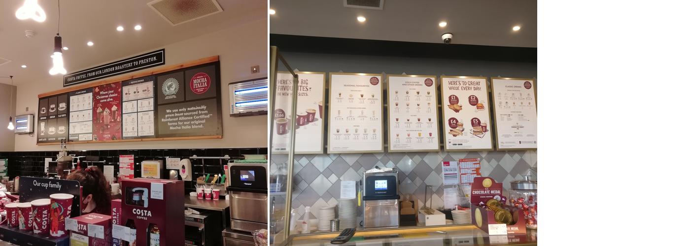 Costa Coffee Menu