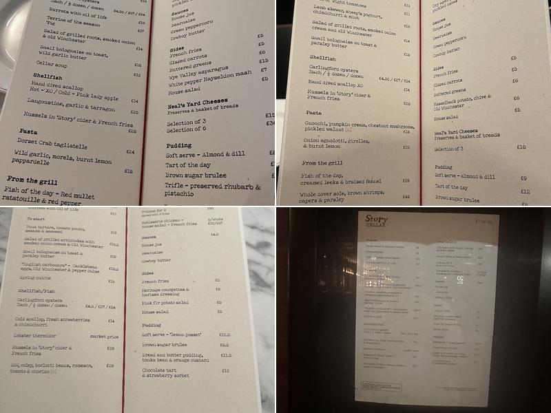 Story Cellar Menu