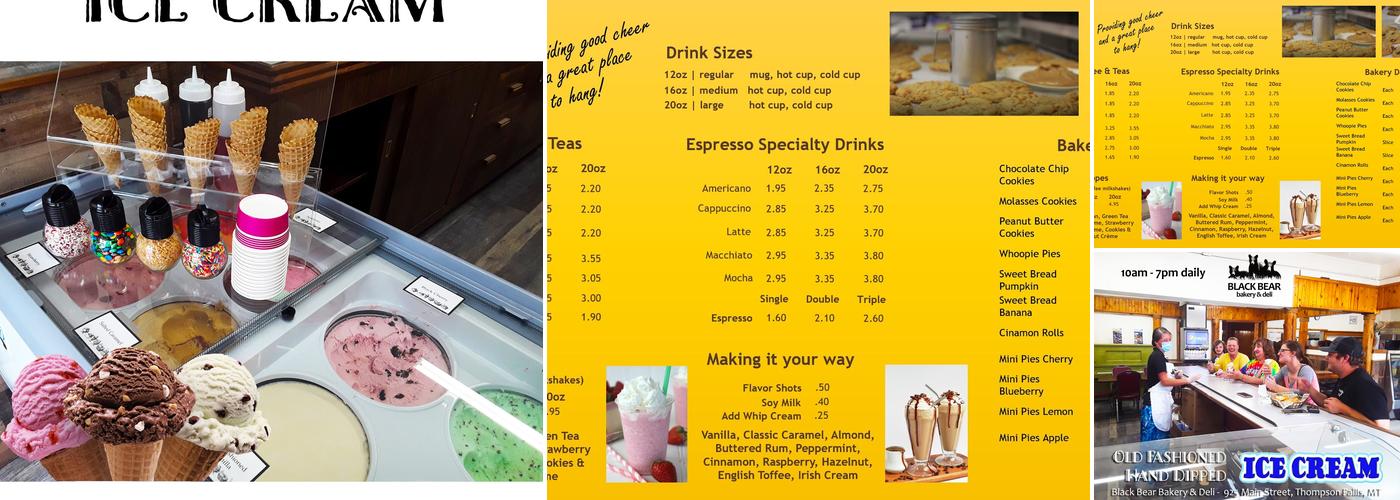 Black Bear Coffee and Espresso Menu