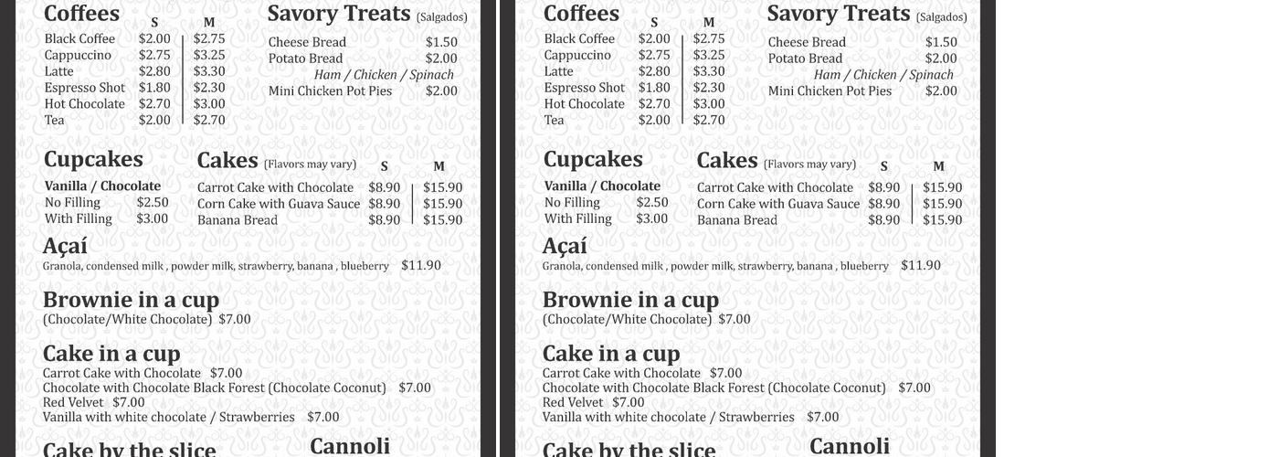 Sugar Heaven Bakery & Cafe Menu