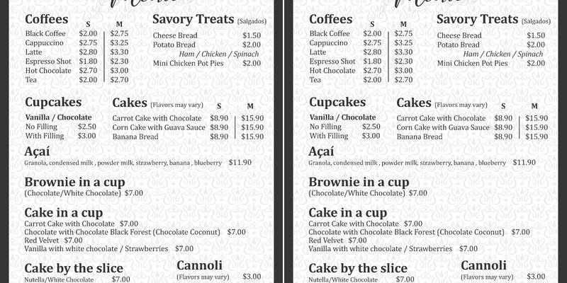 Sugar Heaven Bakery & Cafe Menu