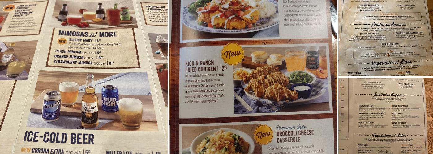 Cracker Barrel Old Country Store Menu