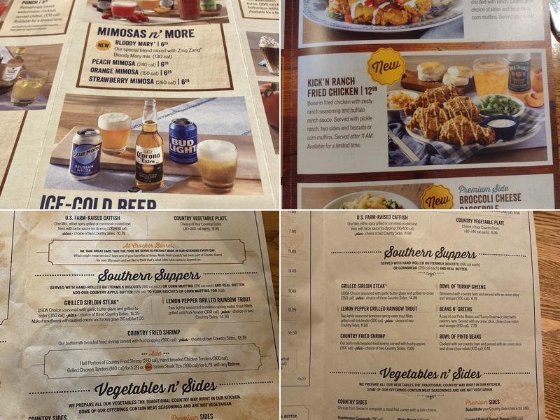 Cracker Barrel Old Country Store Menu