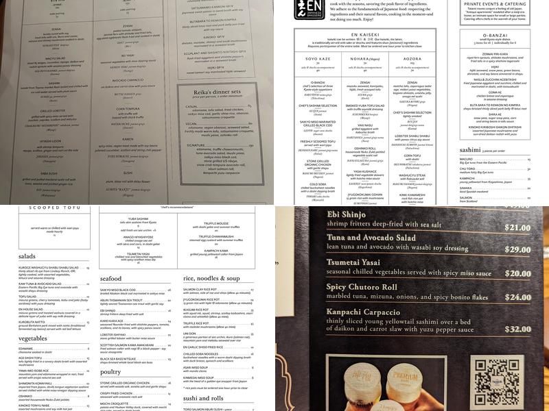 EN Japanese Brasserie Menu