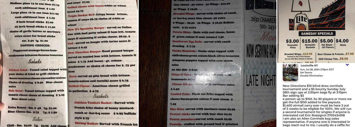 New Direction Bar & Grill Menu