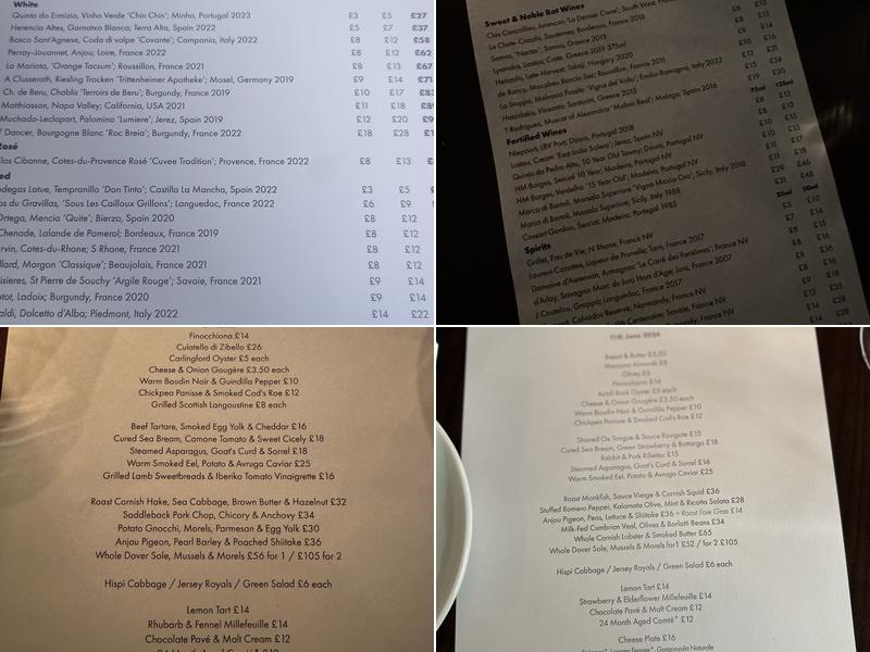 Noble Rot Mayfair Menu