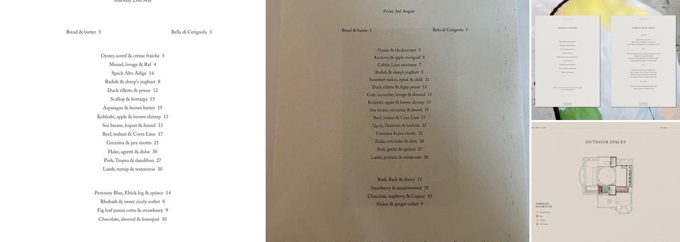 Sessions Arts Club Menu