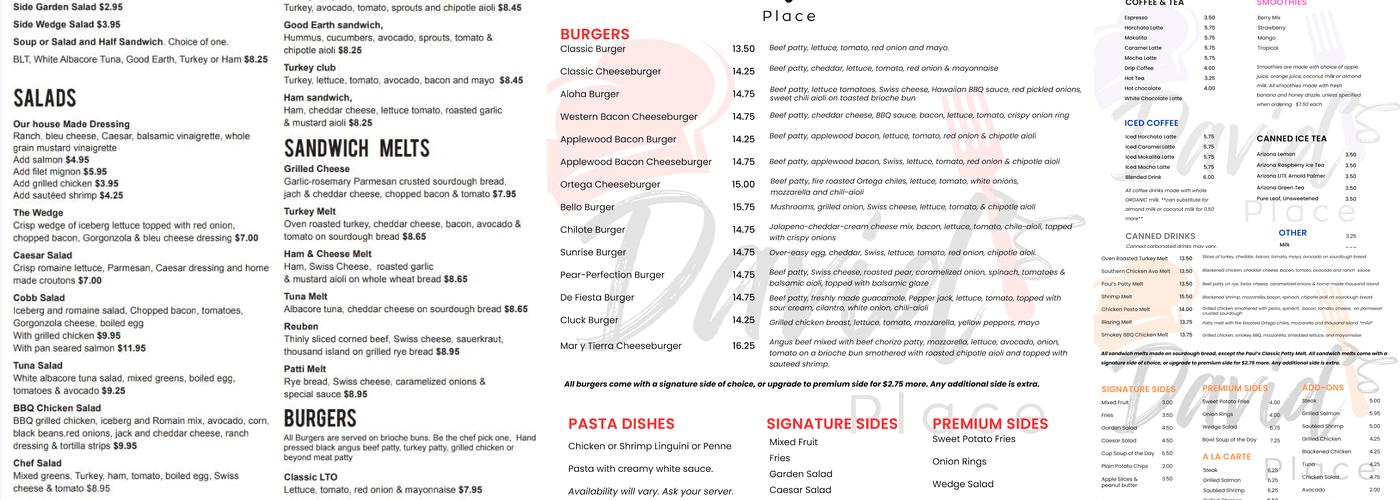 David's Place Menu