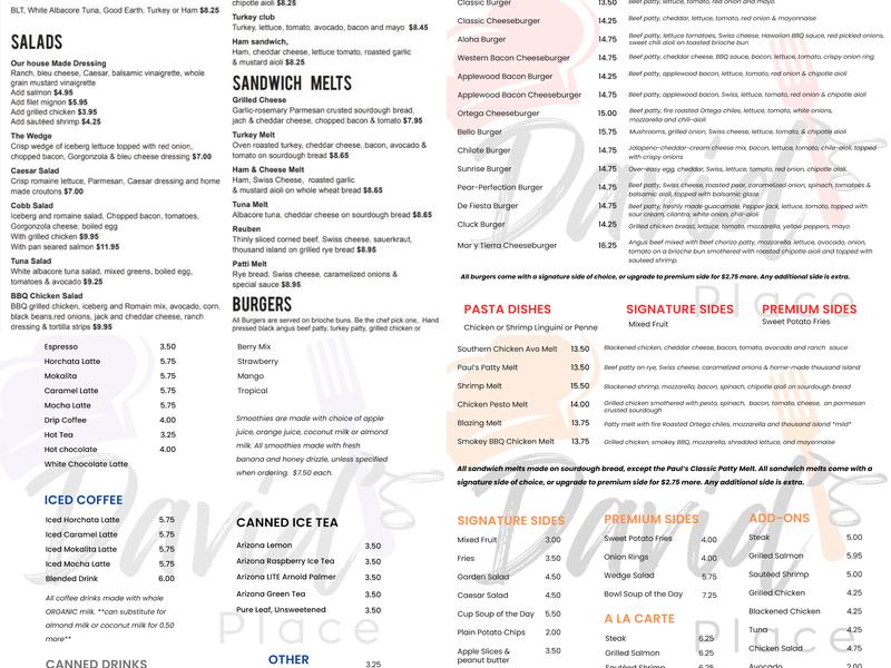 David's Place Menu