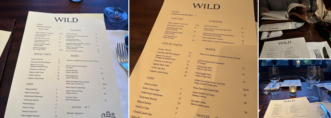 Wild Notting Hill Menu