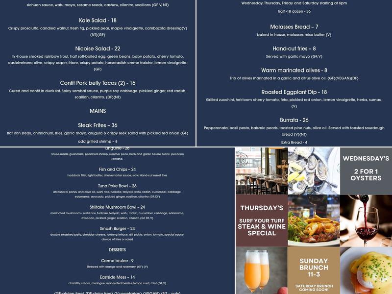 Eastside Social Menu