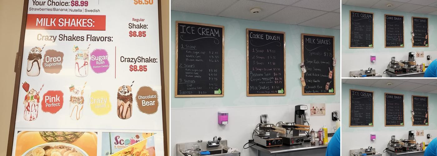 Scoops Hope st Ice Cream Shop Menu