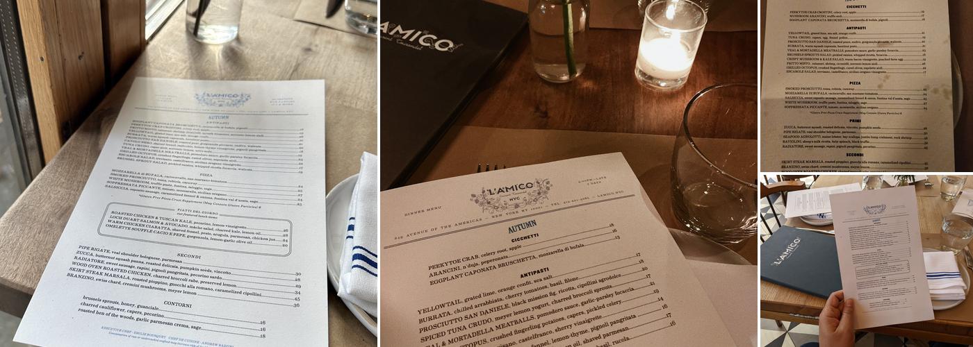 L'Amico Menu