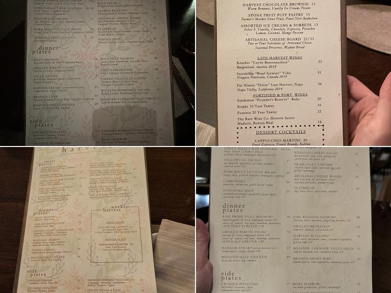 Harvest Menu