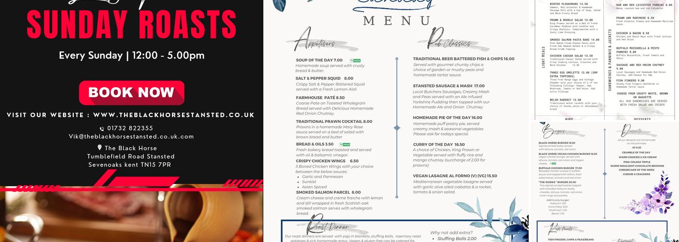 The Black Horse Menu
