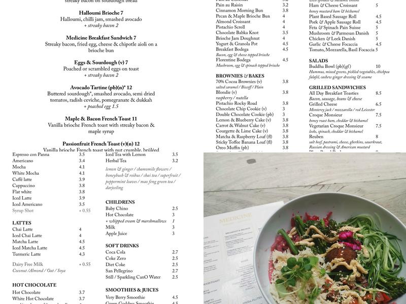 Medicine Bakery Menu