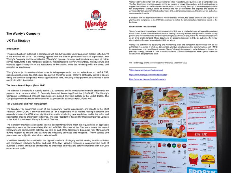 Wendy's Menu