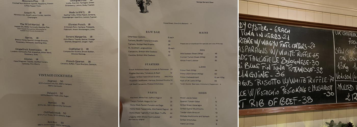 Wild Tavern Menu