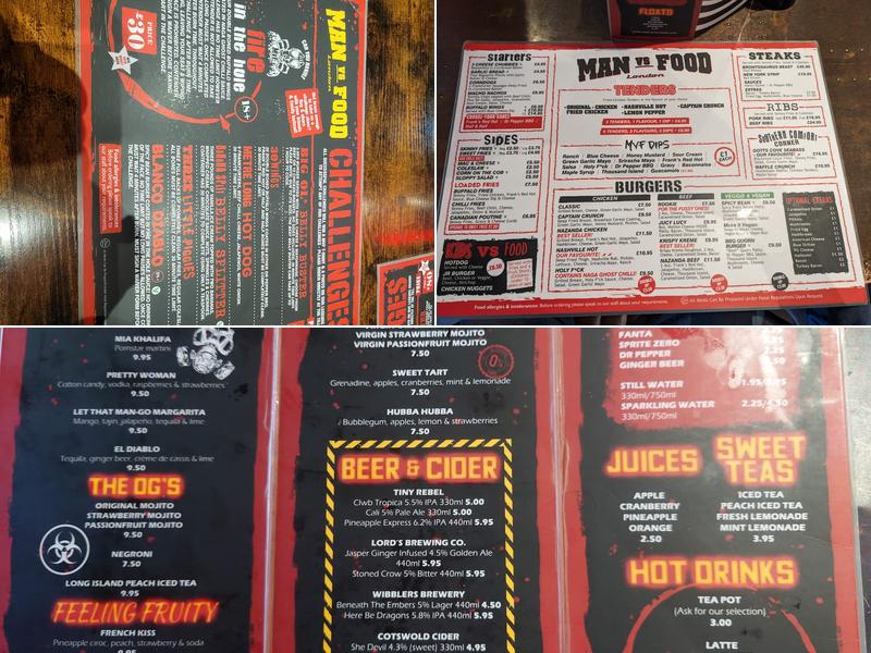 Man vs Food Menu
