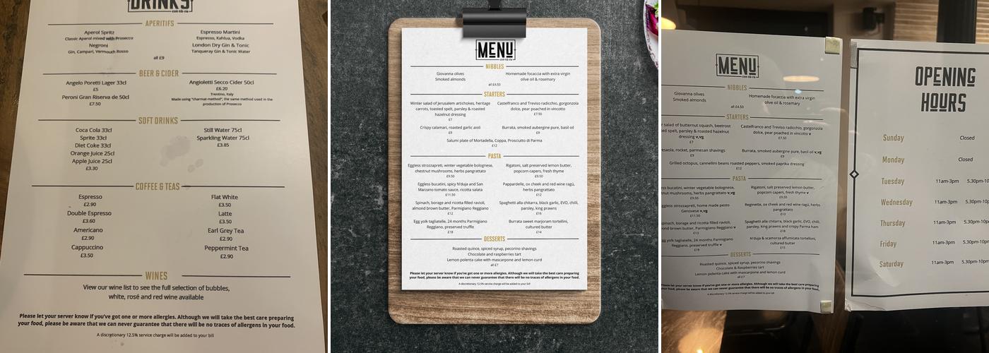 Cottura Menu