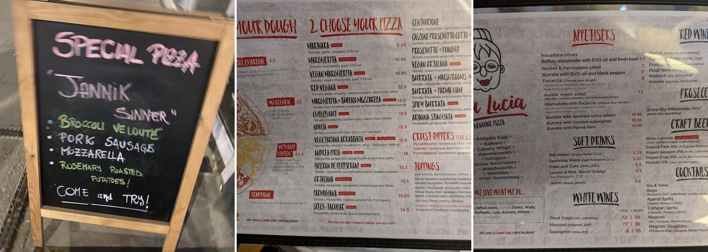 Zia Lucia - West Hampstead Menu