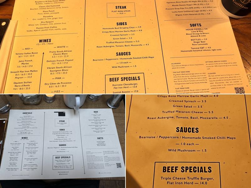 Flat Iron Kensington Menu