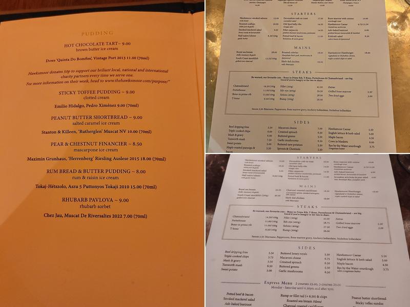 Hawksmoor Seven Dials Menu