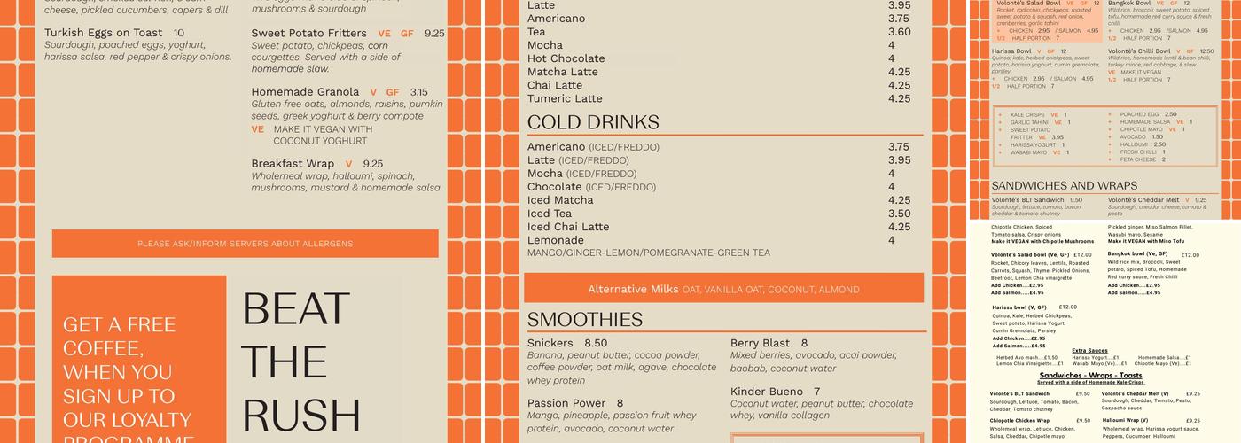 Volonté Fitzrovia Menu