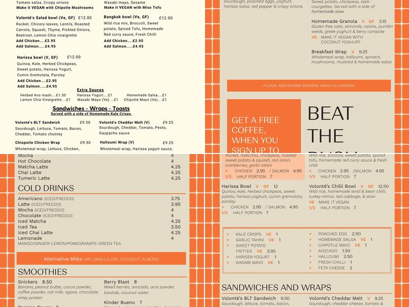 Volonté Fitzrovia Menu