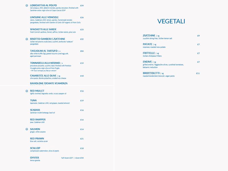Azzurra Menu
