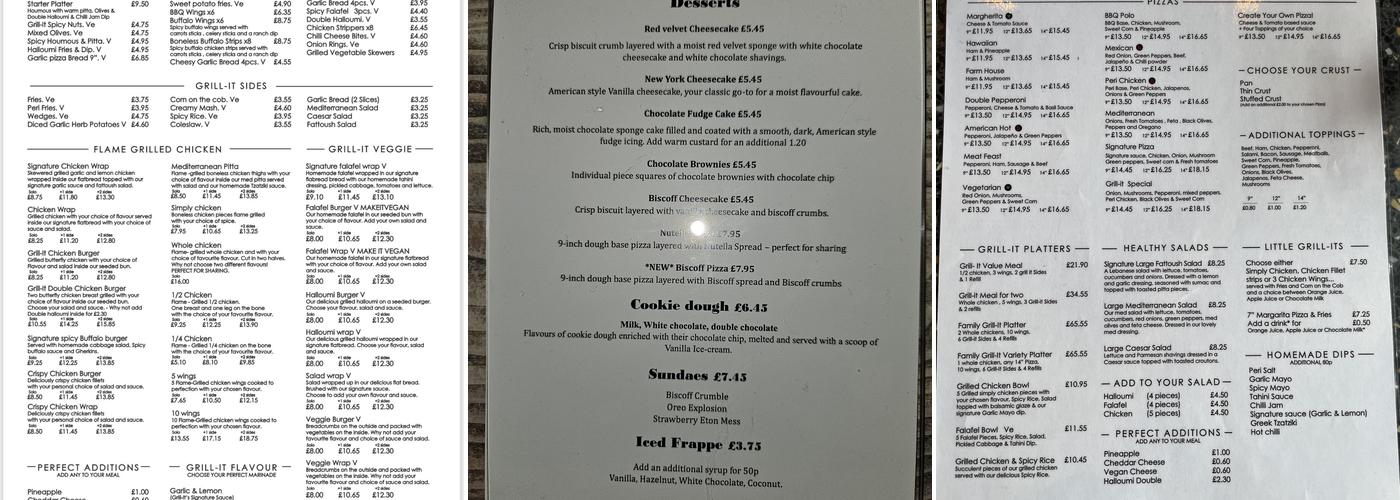 Grill-It Stourbridge Menu