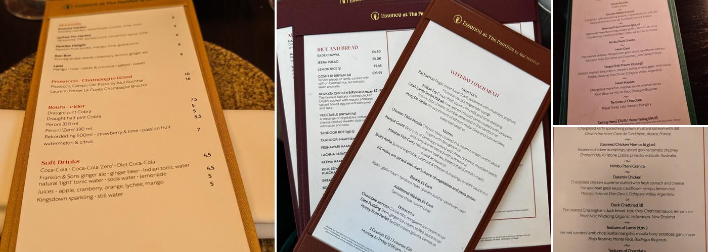 Essence by Atul Kochhar Menu