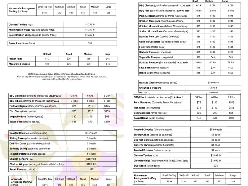 Reis Meat Market Menu
