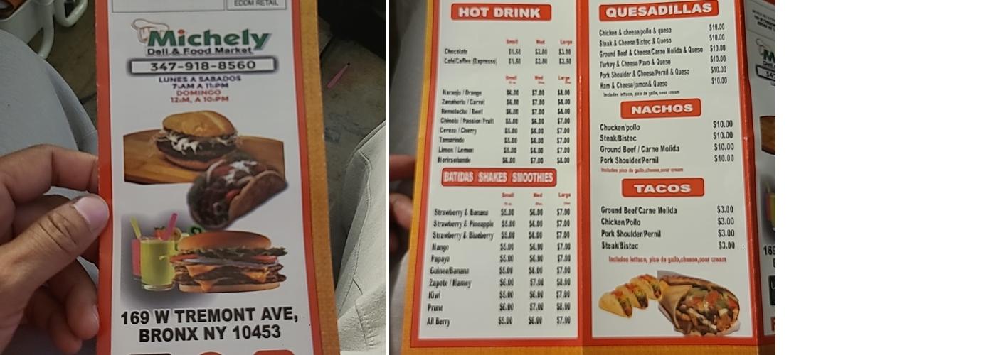 Michely Deli Grocery Menu